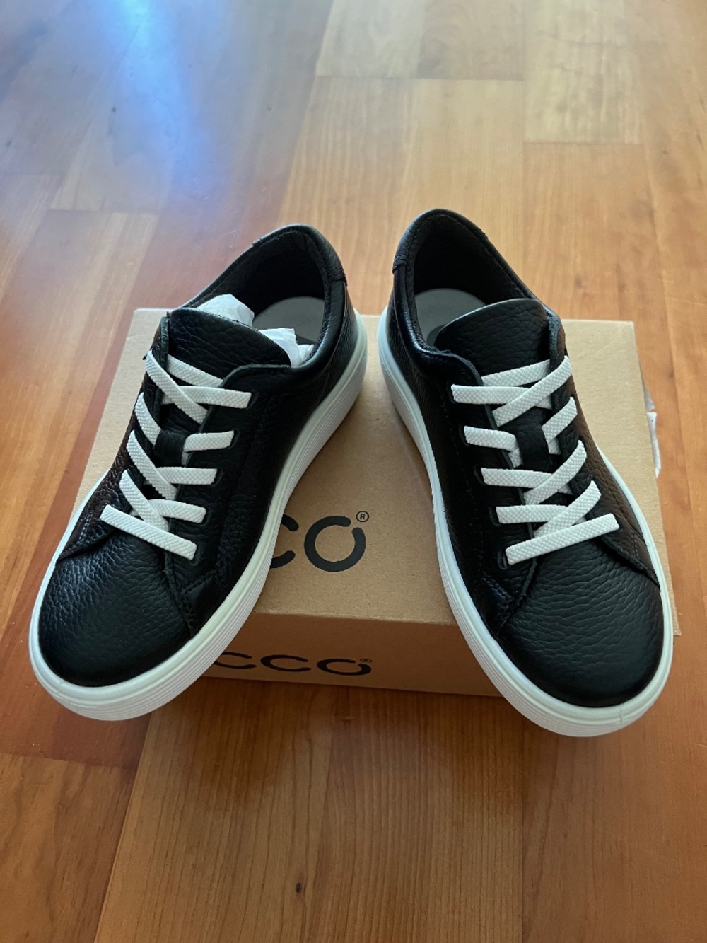 Ecco Soft K Lace Leather Sneakers for Kids